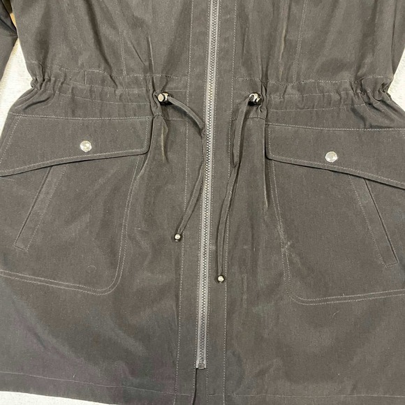 Liz Claiborne Womens Black Anorak Jacket Leopard Lining XL Drawstring Waist - Picture 6 of 12